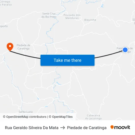 Rua Geraldo Silveira Da Mata to Piedade de Caratinga map