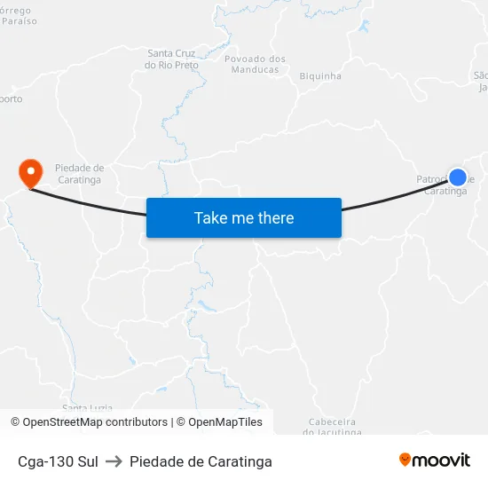 Cga-130 Sul to Piedade de Caratinga map