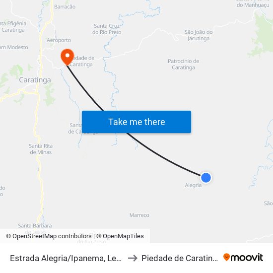 Estrada Alegria/Ipanema, Leste to Piedade de Caratinga map
