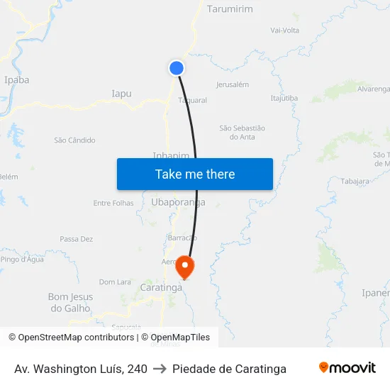 Av. Washington Luís, 240 to Piedade de Caratinga map