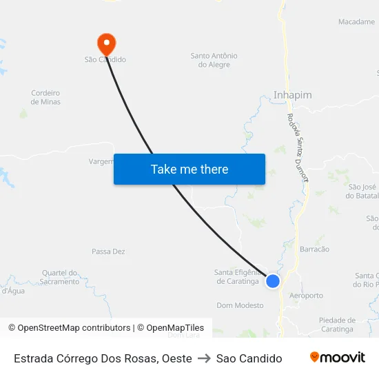 Estrada Córrego Dos Rosas, Oeste to Sao Candido map