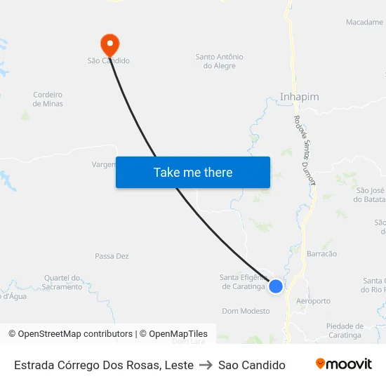 Estrada Córrego Dos Rosas, Leste to Sao Candido map