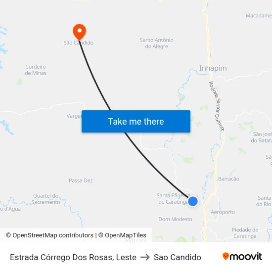 Estrada Córrego Dos Rosas, Leste to Sao Candido map