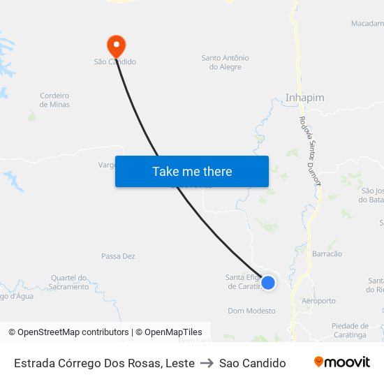 Estrada Córrego Dos Rosas, Leste to Sao Candido map