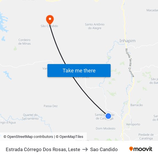 Estrada Córrego Dos Rosas, Leste to Sao Candido map