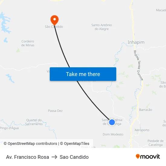 Av. Francisco Rosa to Sao Candido map