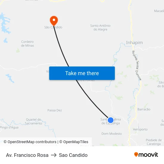 Av. Francisco Rosa to Sao Candido map