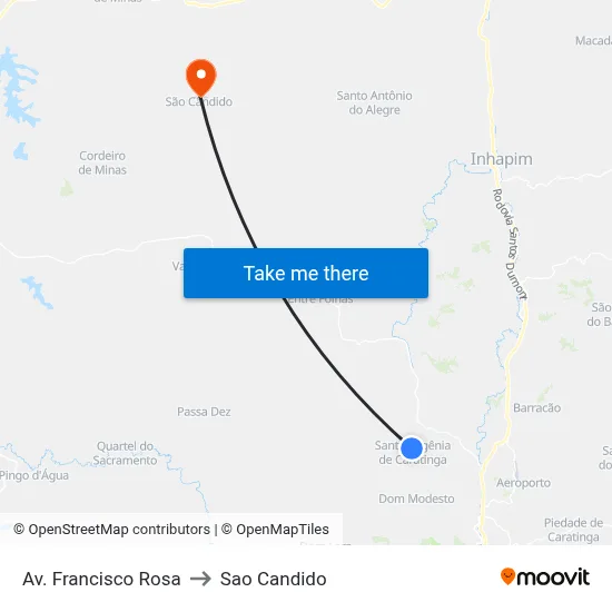 Av. Francisco Rosa to Sao Candido map