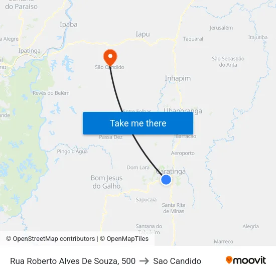 Rua Roberto Alves De Souza, 500 to Sao Candido map