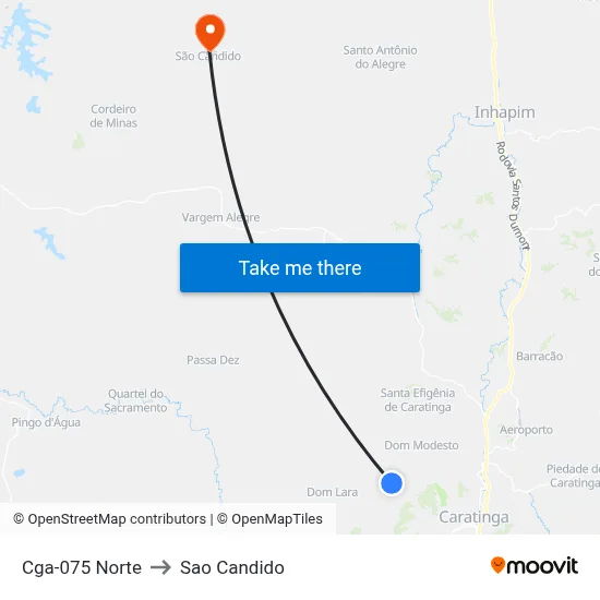 Cga-075 Norte to Sao Candido map