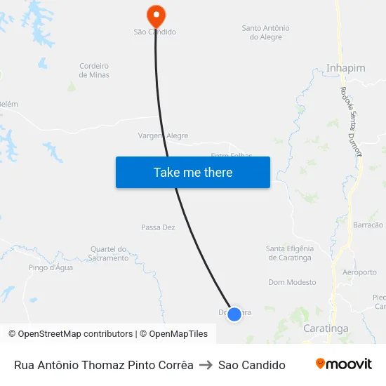 Rua Antônio Thomaz Pinto Corrêa to Sao Candido map