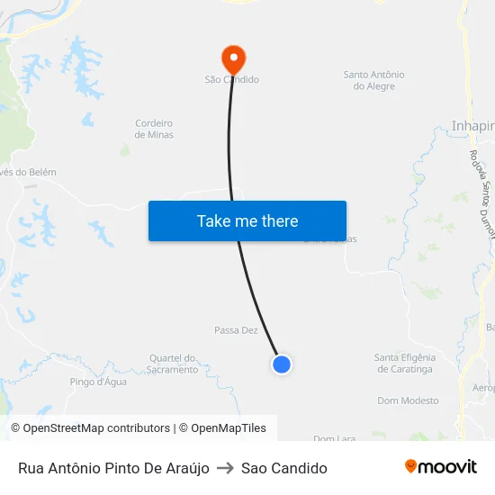 Rua Antônio Pinto De Araújo to Sao Candido map