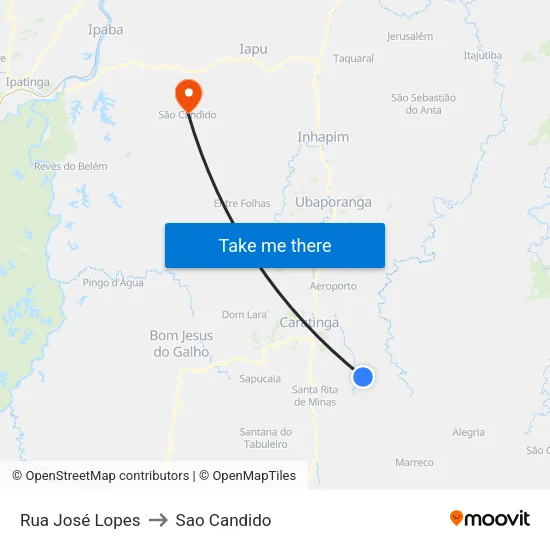 Rua José Lopes to Sao Candido map