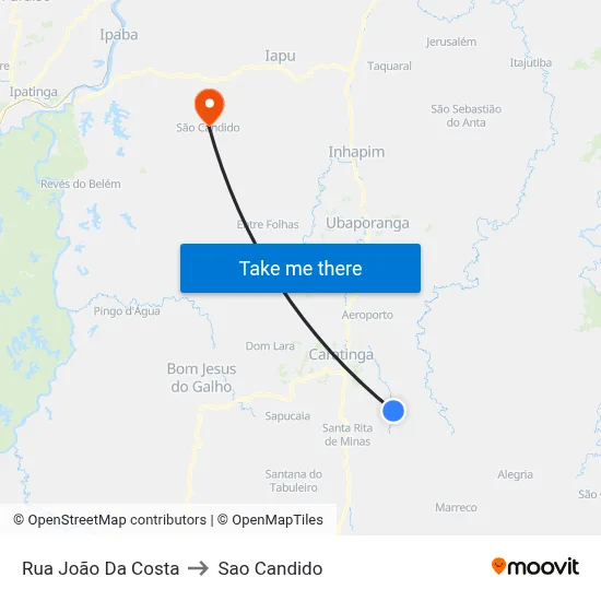 Rua João Da Costa to Sao Candido map