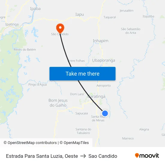 Estrada Para Santa Luzia, Oeste to Sao Candido map