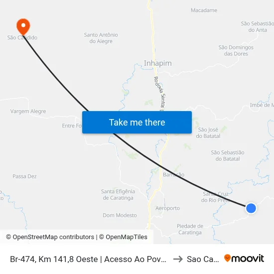 Br-474, Km 141,8 Oeste | Acesso Ao Povoado Dos Manducas to Sao Candido map