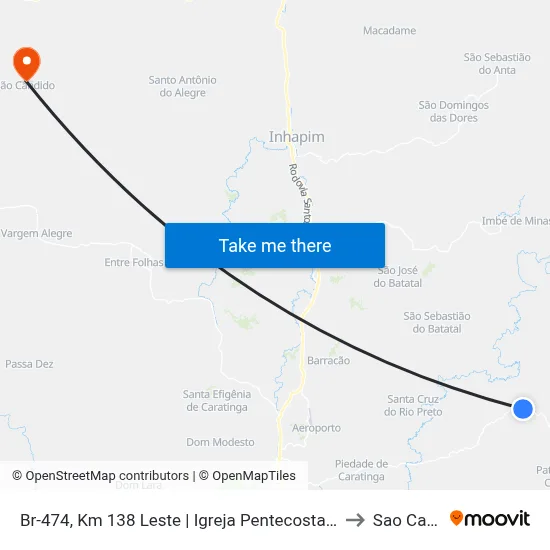 Br-474, Km 138 Leste | Igreja Pentecostal Vitória Em Cristo to Sao Candido map