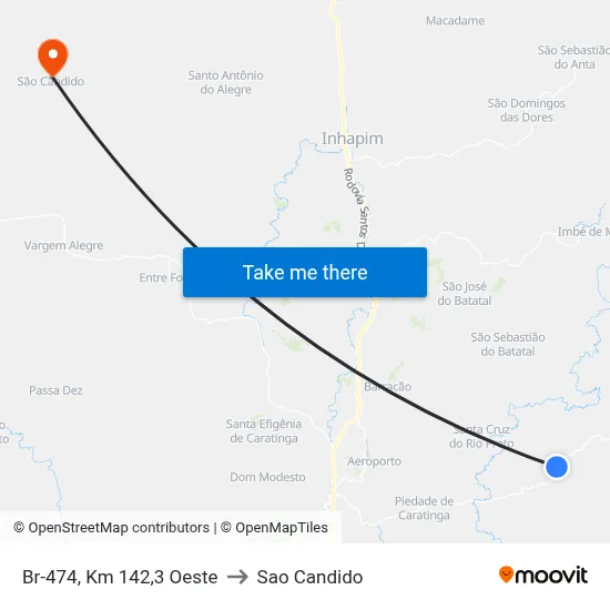 Br-474, Km 142,3 Oeste to Sao Candido map