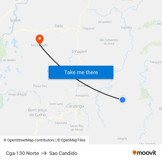 Cga-130 Norte to Sao Candido map