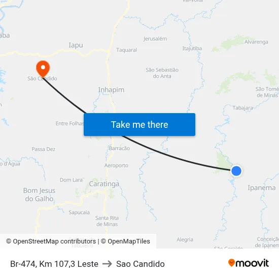 Br-474, Km 107,3 Leste to Sao Candido map