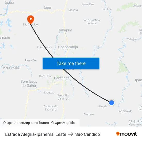Estrada Alegria/Ipanema, Leste to Sao Candido map