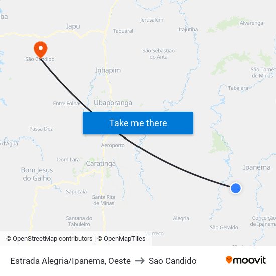 Estrada Alegria/Ipanema, Oeste to Sao Candido map