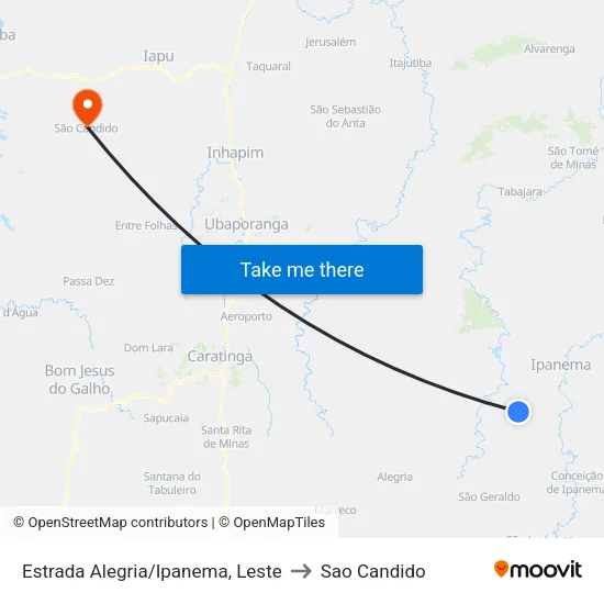 Estrada Alegria/Ipanema, Leste to Sao Candido map