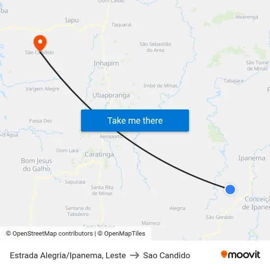 Estrada Alegria/Ipanema, Leste to Sao Candido map