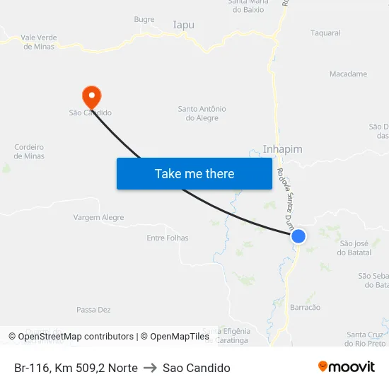 Br-116, Km 509,2 Norte to Sao Candido map