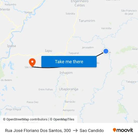 Rua José Floriano Dos Santos, 300 to Sao Candido map