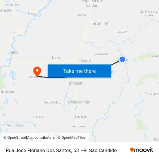 Rua José Floriano Dos Santos, 53 to Sao Candido map