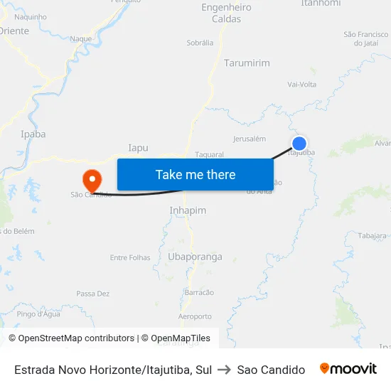 Estrada Novo Horizonte/Itajutiba, Sul to Sao Candido map