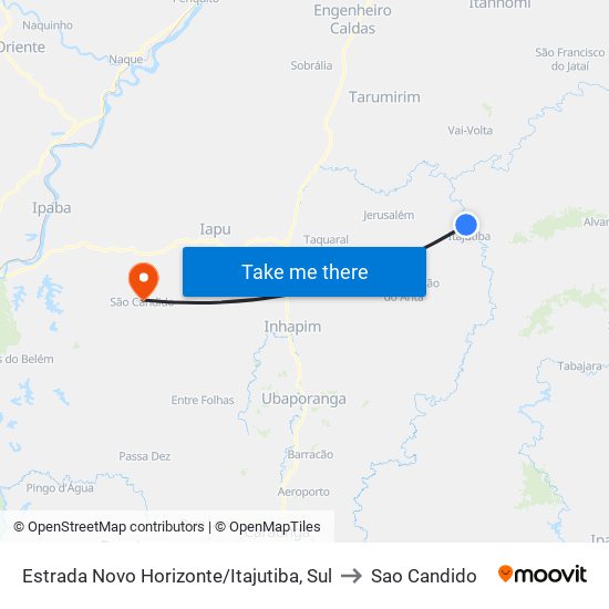 Estrada Novo Horizonte/Itajutiba, Sul to Sao Candido map