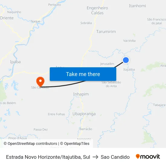 Estrada Novo Horizonte/Itajutiba, Sul to Sao Candido map