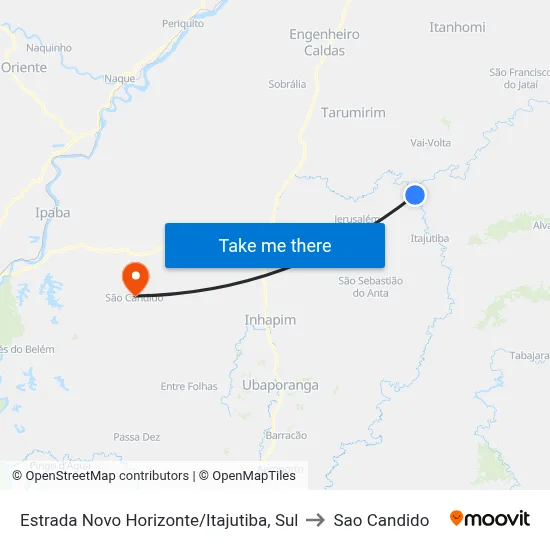 Estrada Novo Horizonte/Itajutiba, Sul to Sao Candido map