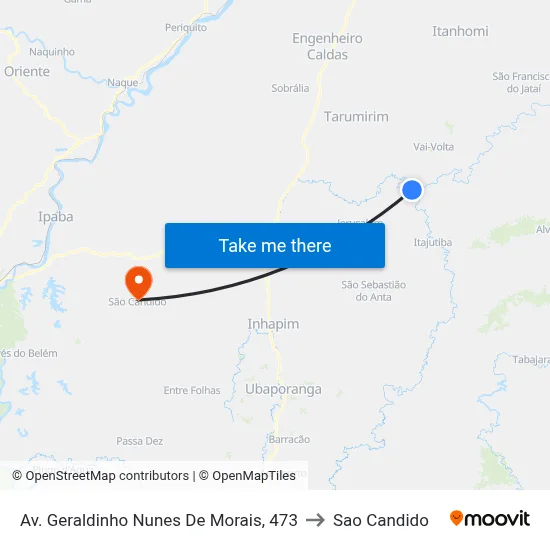 Av. Geraldinho Nunes De Morais, 473 to Sao Candido map