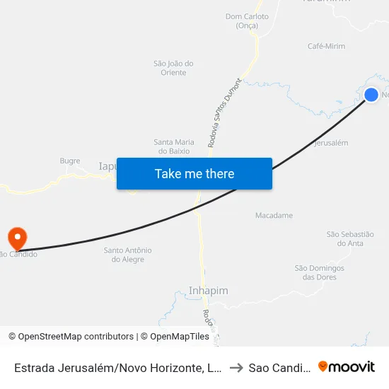 Estrada Jerusalém/Novo Horizonte, Leste to Sao Candido map