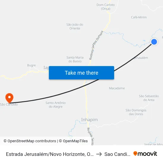 Estrada Jerusalém/Novo Horizonte, Oeste to Sao Candido map