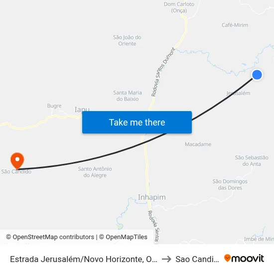 Estrada Jerusalém/Novo Horizonte, Oeste to Sao Candido map