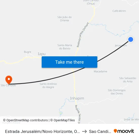 Estrada Jerusalém/Novo Horizonte, Oeste to Sao Candido map