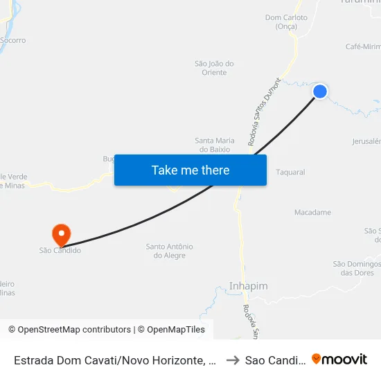 Estrada Dom Cavati/Novo Horizonte, Oeste to Sao Candido map