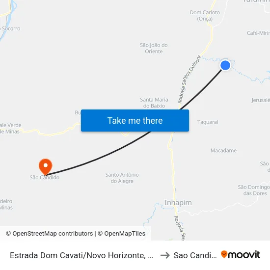 Estrada Dom Cavati/Novo Horizonte, Oeste to Sao Candido map