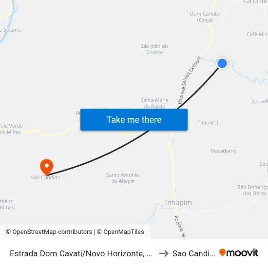 Estrada Dom Cavati/Novo Horizonte, Oeste to Sao Candido map
