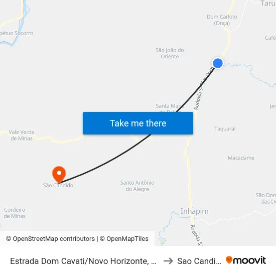 Estrada Dom Cavati/Novo Horizonte, Leste to Sao Candido map
