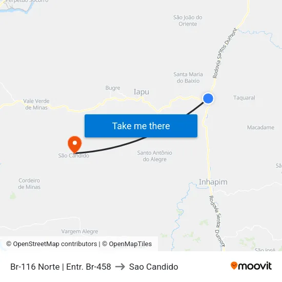 Br-116 Norte | Entr. Br-458 to Sao Candido map