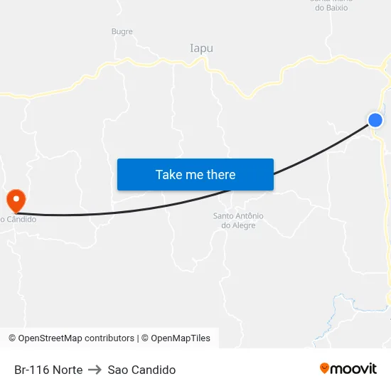 Br-116 Norte to Sao Candido map