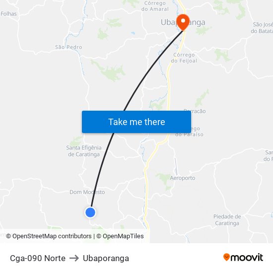 Cga-090 Norte to Ubaporanga map