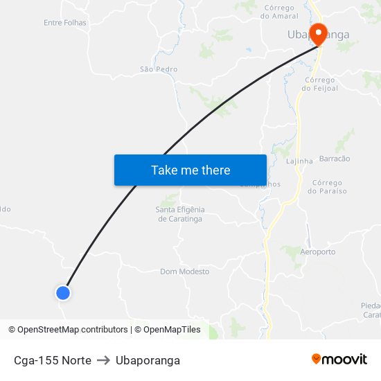 Cga-155 Norte to Ubaporanga map