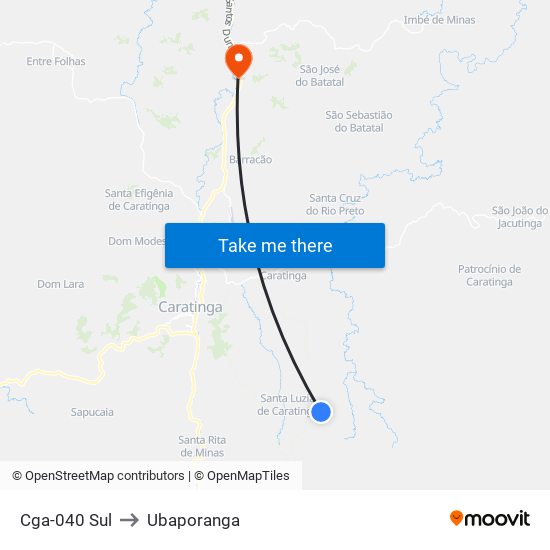 Cga-040 Sul to Ubaporanga map