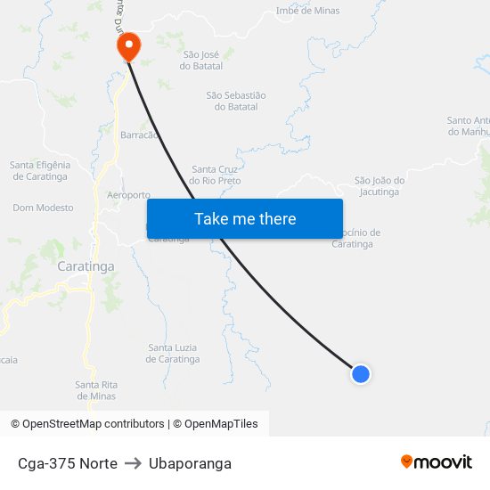 Cga-375 Norte to Ubaporanga map
